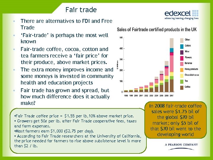Fair trade • There alternatives to FDI and Free Trade • ‘Fair-trade’ is perhaps