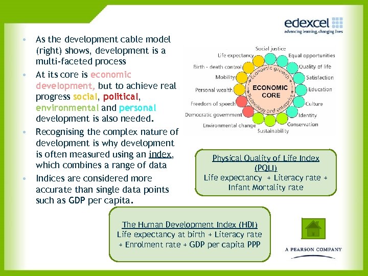  • As the development cable model (right) shows, development is a multi-faceted process