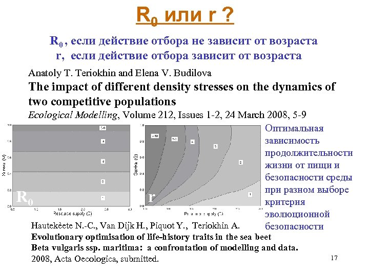 R 0 или r ? R 0 , если действие отбора не зависит от