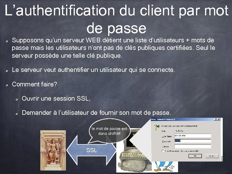 L’authentification du client par mot de passe Supposons qu’un serveur WEB détient une liste