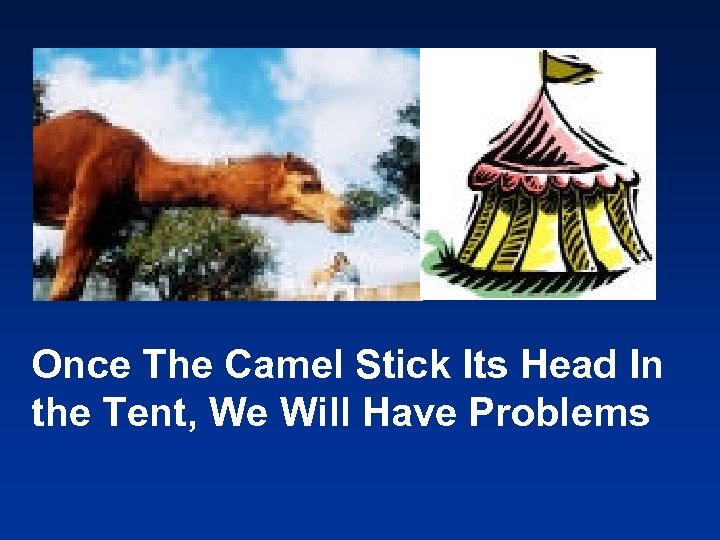Once The Camel Stick Its Head In the Tent, We Will Have Problems 