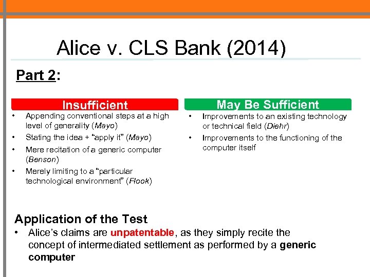 Alice v. CLS Bank (2014) Part 2: Significantly More 2: • • Insufficient Appending