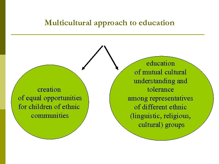 Multicultural approach to education creation of equal opportunities for children of ethnic communities education
