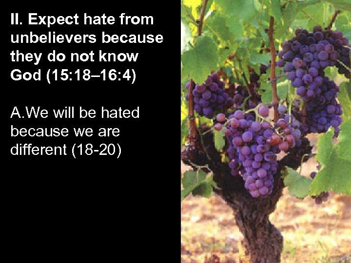 II. Expect hate from unbelievers because they do not know God (15: 18– 16: