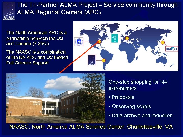 The Tri-Partner ALMA Project – Service community through ALMA Regional Centers (ARC) The North