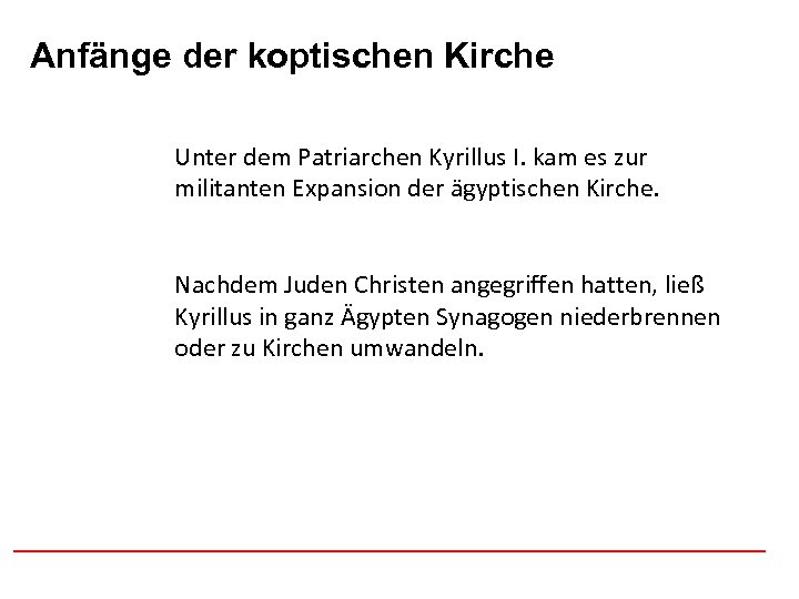Anfänge der koptischen Afghanistan Kirche Unter dem Patriarchen Kyrillus I. kam es zur militanten