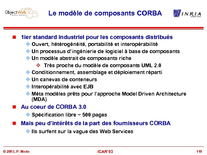 Le modèle de composants CORBA n 1 ier standard industriel pour les composants distribués