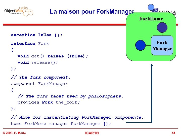 La maison pour Fork. Manager Fork. Home exception In. Use {}; interface Fork {