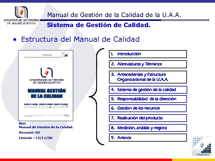 Manual de Gestión de la Calidad de la U. A. A. Sistema de Gestión