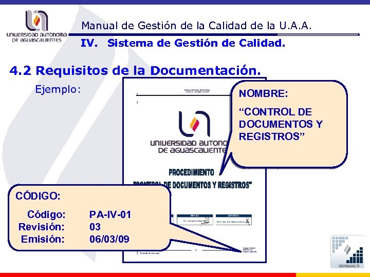 Manual de Gestión de la Calidad de la U. A. A. IV. Sistema de