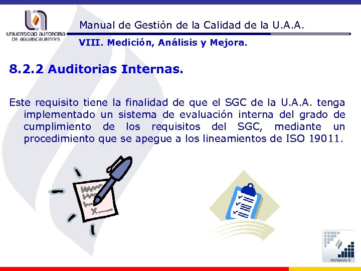 Manual de Gestión de la Calidad de la U. A. A. VIII. Medición, Análisis