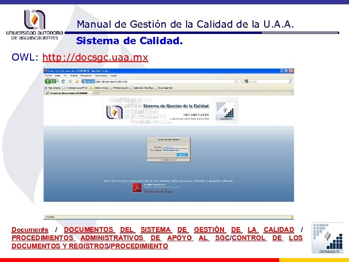 Manual de Gestión de la Calidad de la U. A. A. Sistema de Calidad.