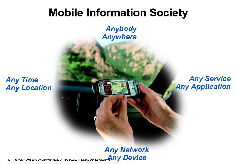 Mobile Information Society Anybody Anywhere Any Service Any Application Any Time Any Location 12