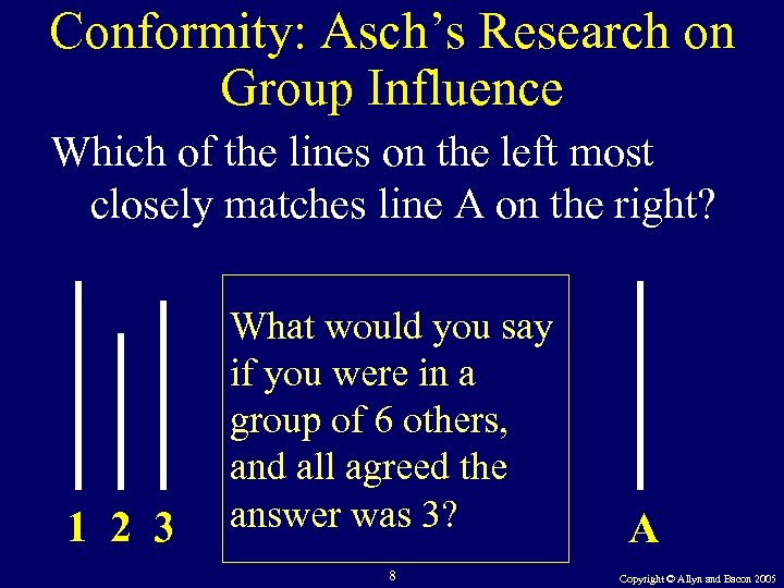 Conformity: Asch’s Research on Group Influence Which of the lines on the left most