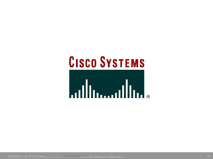 © 2004, Cisco Systems, Migrating to an IP Communications System Inc. All rights reserved.