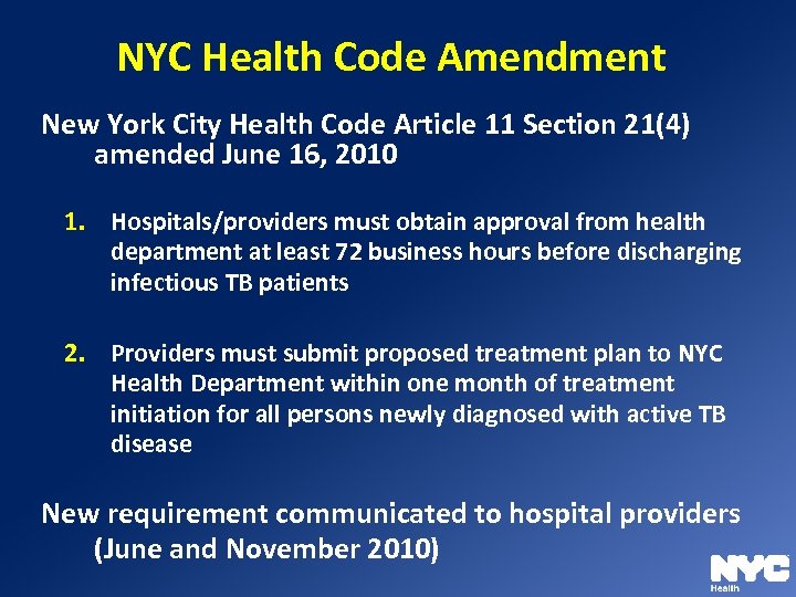 NYC Health Code Amendment New York City Health Code Article 11 Section 21(4) amended