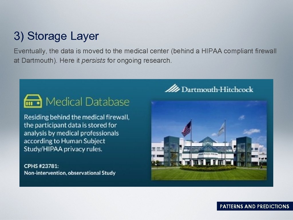 3) Storage Layer Eventually, the data is moved to the medical center (behind a