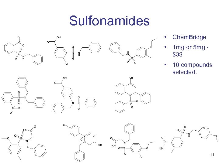 Sulfonamides • Chem. Bridge • 1 mg or 5 mg $38 • 10 compounds