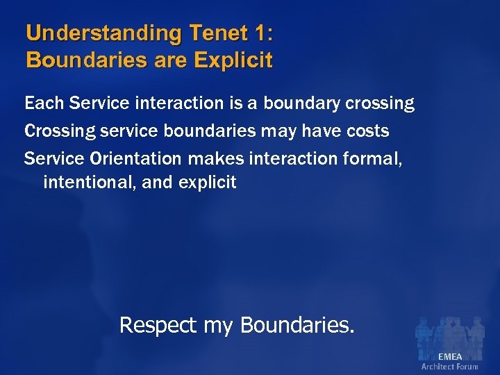 Understanding Tenet 1: Boundaries are Explicit Each Service interaction is a boundary crossing Crossing