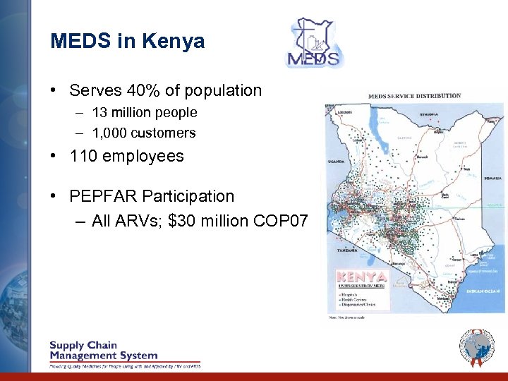 MEDS in Kenya • Serves 40% of population – 13 million people – 1,