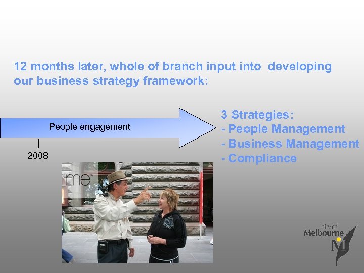 12 months later, whole of branch input into developing our business strategy framework: People