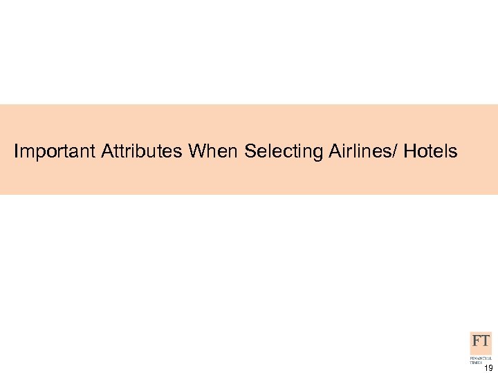 Important Attributes When Selecting Airlines/ Hotels 19 
