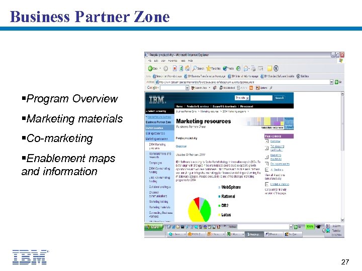 Business Partner Zone §Program Overview §Marketing materials §Co-marketing §Enablement maps and information 27 