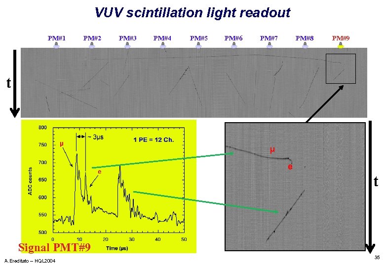 VUV scintillation light readout PM#1 PM#2 PM#3 PM#4 PM#5 PM#6 PM#7 PM#8 PM#9 t