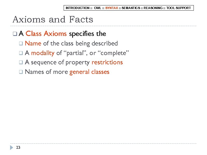 INTRODUCTION : : OWL : : SYNTAX : : SEMANTICS : : REASONING :