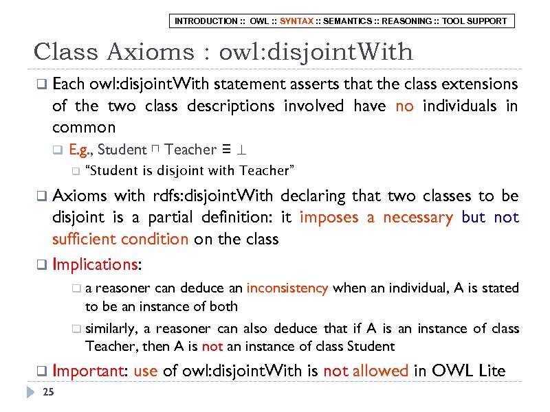 INTRODUCTION : : OWL : : SYNTAX : : SEMANTICS : : REASONING :