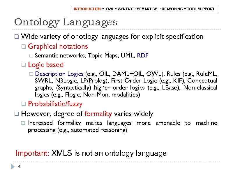 INTRODUCTION : : OWL : : SYNTAX : : SEMANTICS : : REASONING :