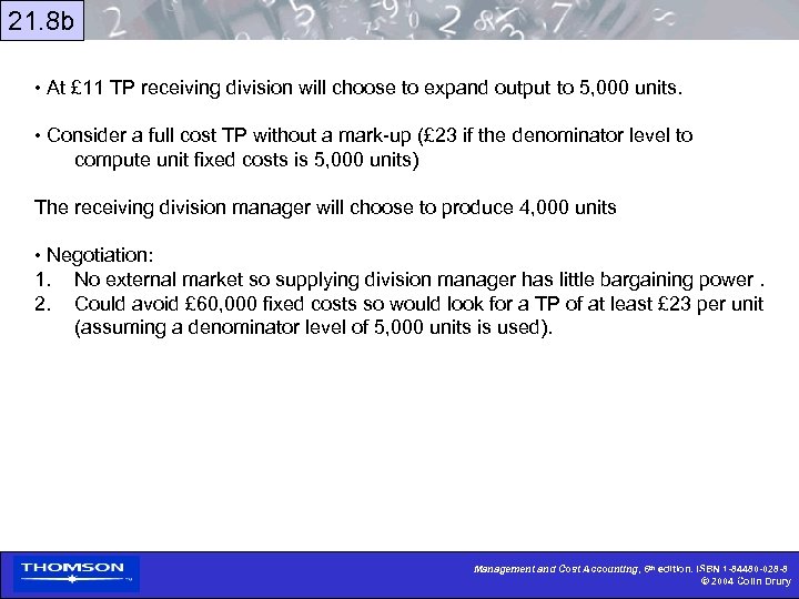 21. 8 b • At £ 11 TP receiving division will choose to expand