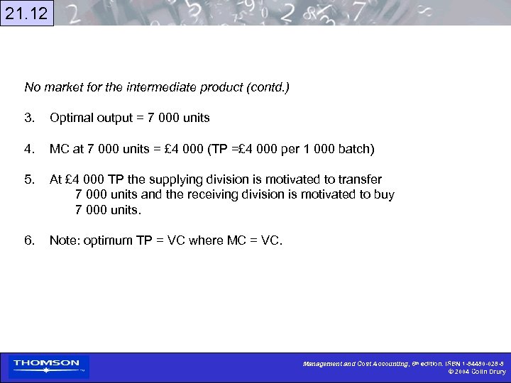21. 12 No market for the intermediate product (contd. ) 3. Optimal output =