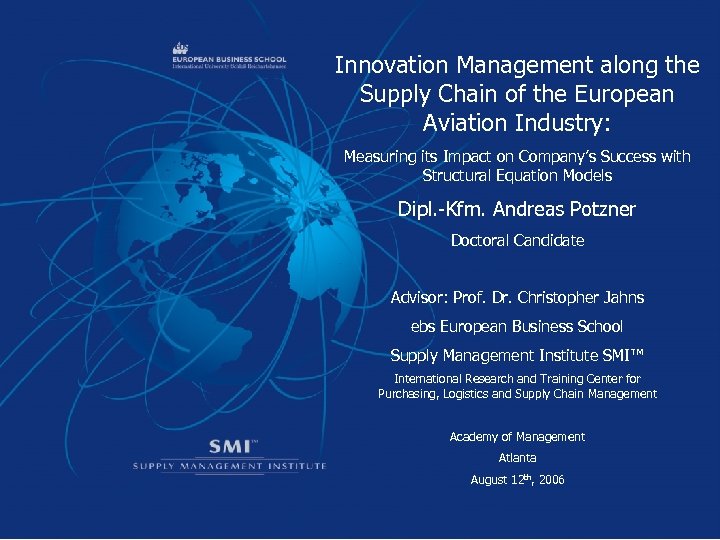Innovation Management along the Supply Chain of the European Aviation Industry: Measuring its Impact