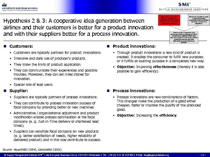 Hypothesis 2 & 3: A cooperative idea generation between airlines and their customers is
