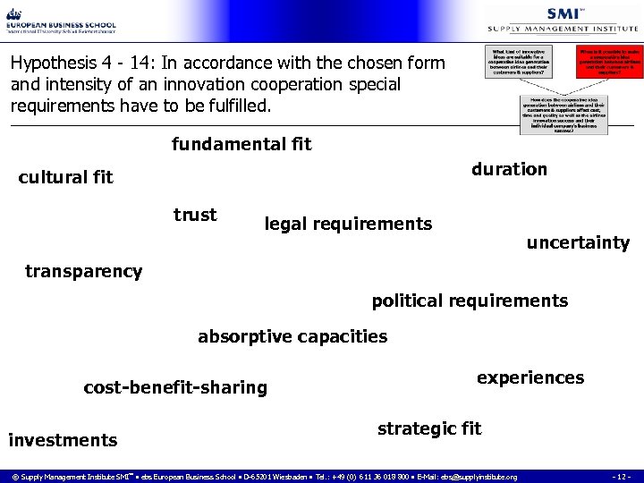 Hypothesis 4 - 14: In accordance with the chosen form and intensity of an