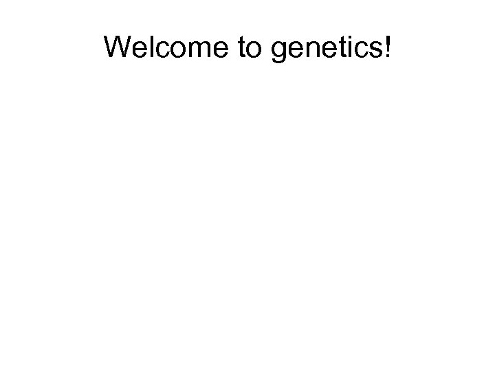 Welcome to genetics! 