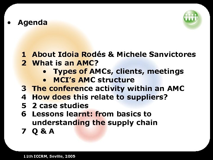  • Agenda 1 About Idoia Rodés & Michele Sanvictores 2 What is an
