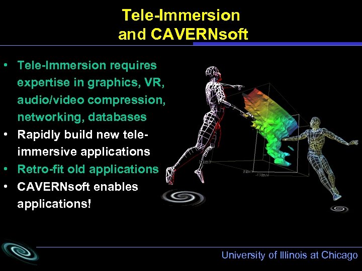 Tele-Immersion and CAVERNsoft • Tele-Immersion requires expertise in graphics, VR, audio/video compression, networking, databases