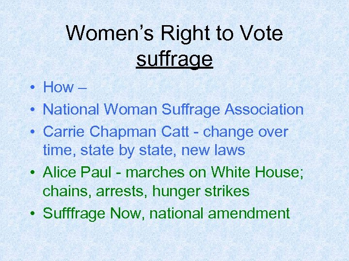 Women’s Right to Vote suffrage • How – • National Woman Suffrage Association •