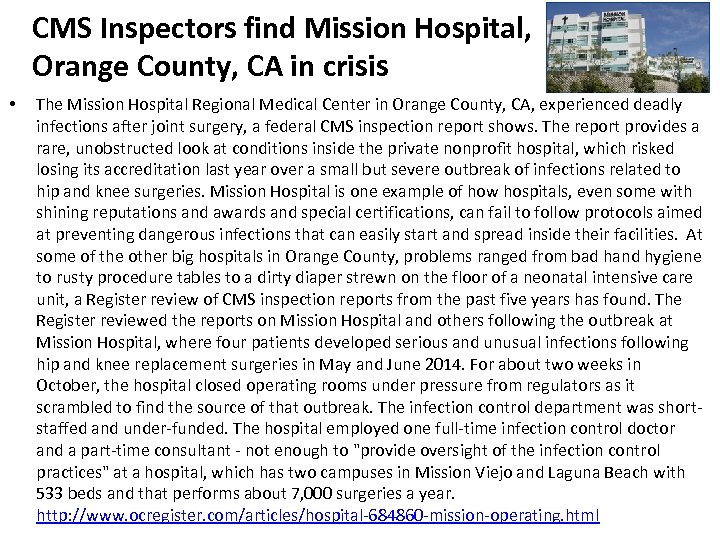CMS Inspectors find Mission Hospital, Orange County, CA in crisis • The Mission Hospital