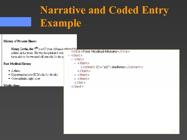 Narrative and Coded Entry Example 33 