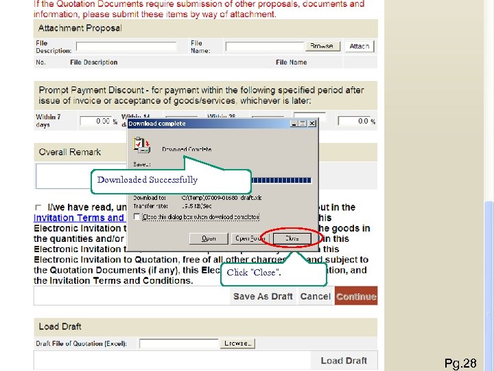 Downloaded Successfully Click “Close”. Pg. 28 