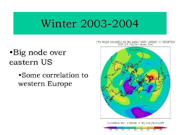 Winter 2003 -2004 • Big node over eastern US • Some correlation to western
