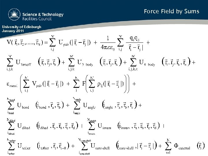 Force Field by Sums University of Edinburgh January 2011 