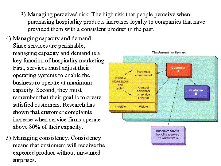 3) Managing perceived risk. The high risk that people perceive when purchasing hospitality products