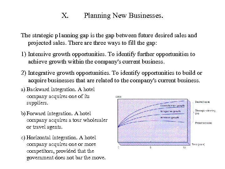 X. Planning New Businesses. The strategic p 1 anning gap is the gap between