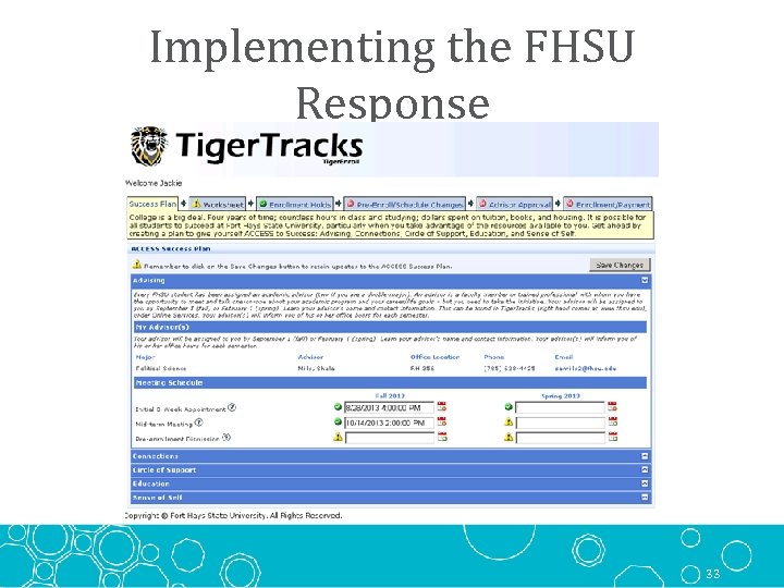 Implementing the FHSU Response 33 