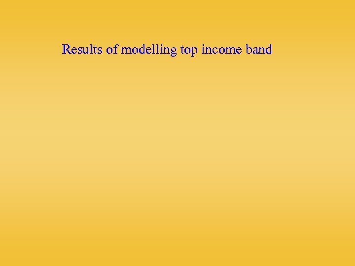Results of modelling top income band 