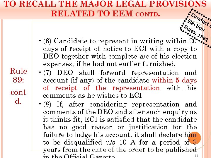 TO RECALL THE MAJOR LEGAL PROVISIONS Co RELATED TO EEM CONTD. n Ele duc